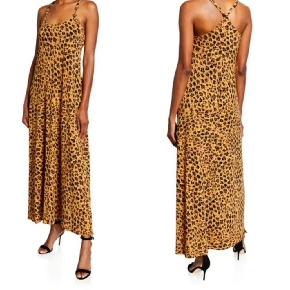 Donna Morgan Women Animal Print Halter Maxi Dress Size 8